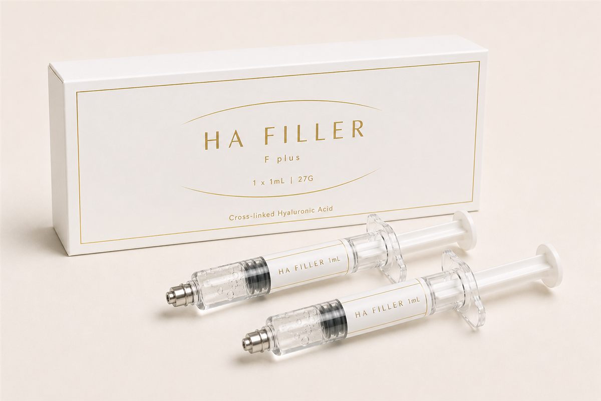 Pre-filled hyaluronic-acid filler syringes with product box